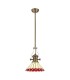 1 Light Telescopic Ceiling Pendant E27 With 30cm Tiffany Shade, Antique Brass, Red, Crystal - 1