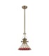 1 Light Telescopic Ceiling Pendant E27 With 30cm Tiffany Shade, Antique Brass, Red, Crystal - 3