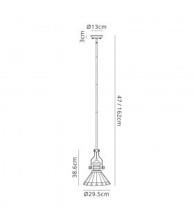 1 Light Telescopic Ceiling Pendant E27 With 30cm Tiffany Shade, Antique Brass, Blue, Crystal - 2