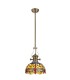 1 Light Telescopic Ceiling Pendant E27 With 30cm Tiffany Shade, Antique Brass, Blue, Orange, Crystal - 1