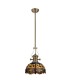 1 Light Telescopic Ceiling Pendant E27 With 30cm Tiffany Shade, Antique Brass, Blue, Orange, Crystal - 3
