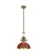 1 Light Telescopic Ceiling Pendant E27 With 30cm Tiffany Shade, Antique Brass, Purple, Pink, Crystal - 1