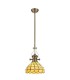 1 Light Telescopic Ceiling Pendant E27 With 30cm Tiffany Shade, Antique Brass, Beige, Clear Crystal - 1