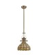 1 Light Telescopic Ceiling Pendant E27 With 30cm Tiffany Shade, Antique Brass, Beige, Clear Crystal - 3