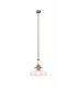 Dome Ceiling Pendant With 38cm Flat Round Shade, 1 x E27, Antique Brass, Clear Glass - 1