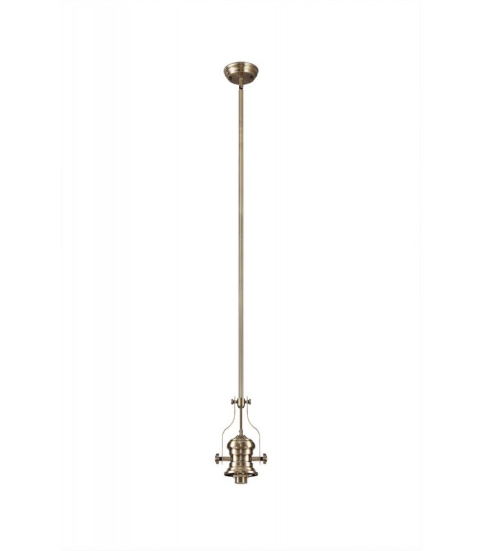 Dome Ceiling Pendant With 38cm Patterned Round Shade, 1 x E27, Antique Brass, Clear Glass - 8