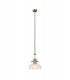 Dome Ceiling Pendant With 30cm Flat Round Patterned Shade, 1 x E27, Antique Brass, Clear Glass - 1