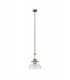 Dome Ceiling Pendant With 30cm Flat Round Patterned Shade, 1 x E27, Antique Brass, Clear Glass - 3