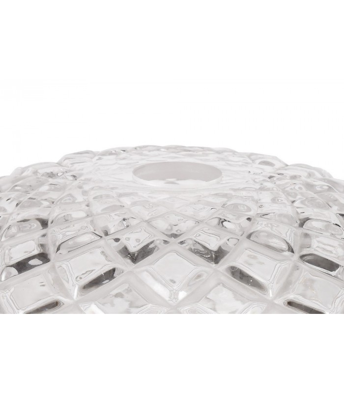 Dome Ceiling Pendant With 30cm Flat Round Patterned Shade, 1 x E27, Antique Brass, Clear Glass - 4