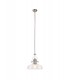 Dome Ceiling Pendant With 38cm Flat Round Shade, 1 x E27, Polished Nickel, Clear Glass - 1