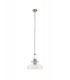 Dome Ceiling Pendant With 38cm Flat Round Shade, 1 x E27, Polished Nickel, Clear Glass - 3