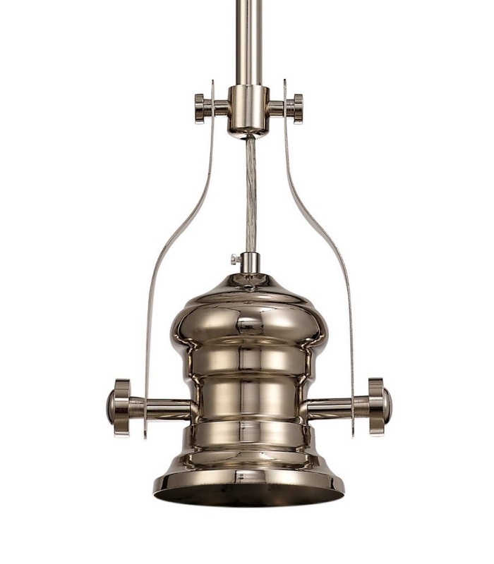 1 Light Telescopic Ceiling Pendant E27 With 30cm Tiffany Shade, Polished Nickel, Grey, Crystal - 4