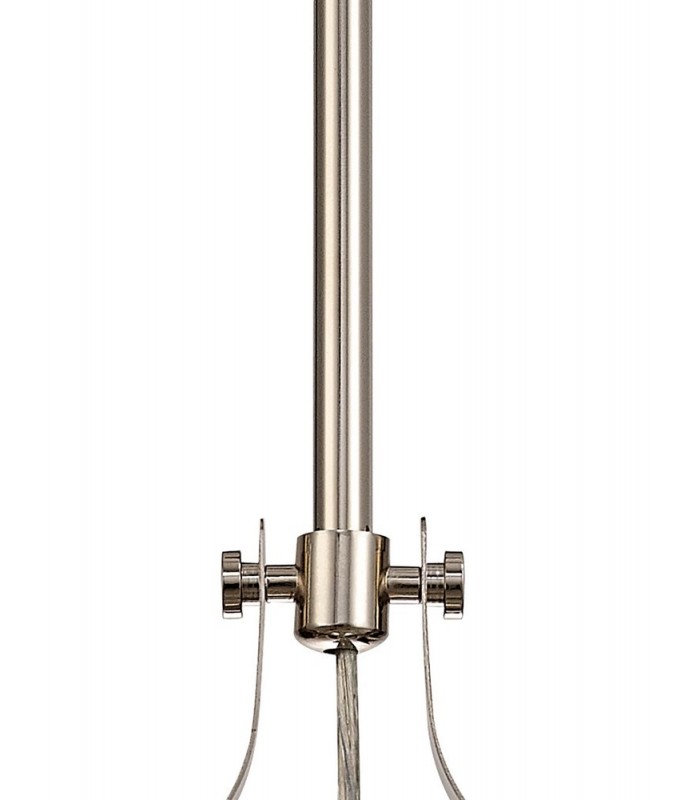 1 Light Telescopic Ceiling Pendant E27 With 30cm Tiffany Shade, Polished Nickel, Grey, Crystal - 5