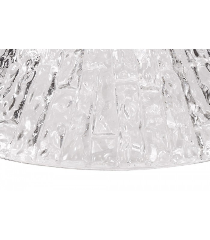Dome Ceiling Pendant With 38cm Patterned Round Shade, 1 x E27, Polished Nickel, Clear Glass - 6
