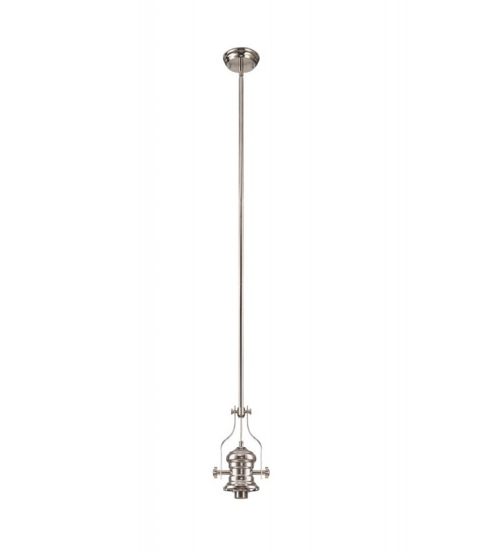 Dome Ceiling Pendant With 38cm Patterned Round Shade, 1 x E27, Polished Nickel, Clear Glass - 8