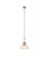 Dome Ceiling Pendant With 30cm Flat Round Patterned Shade, 1 x E27, Polished Nickel, Clear Glass - 1