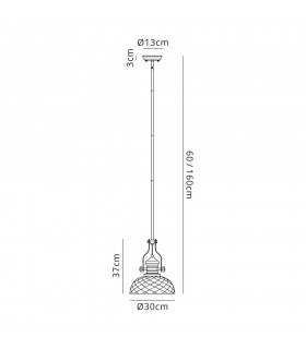 Dome Ceiling Pendant With 30cm Flat Round Patterned Shade, 1 x E27, Polished Nickel, Clear Glass - 2
