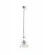 Dome Ceiling Pendant With 30cm Flat Round Patterned Shade, 1 x E27, Polished Nickel, Clear Glass - 3