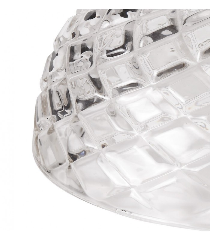Dome Ceiling Pendant With 30cm Flat Round Patterned Shade, 1 x E27, Polished Nickel, Clear Glass - 5
