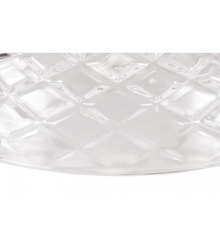 Dome Ceiling Pendant With 30cm Flat Round Patterned Shade, 1 x E27, Polished Nickel, Clear Glass - 6