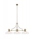Linear Ceiling Pendant With 38cm Flat Round Shade, 3 x E27, Antique Brass, Clear Glass - 1