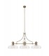 Linear Ceiling Pendant With 38cm Flat Round Shade, 3 x E27, Antique Brass, Clear Glass - 3