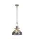 1 Light Telescopic Ceiling Pendant E27 With 30cm Tiffany Shade, Polished Nickel, Blue, Clear Crystal - 1