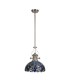 1 Light Telescopic Ceiling Pendant E27 With 30cm Tiffany Shade, Polished Nickel, Blue, Clear Crystal - 3
