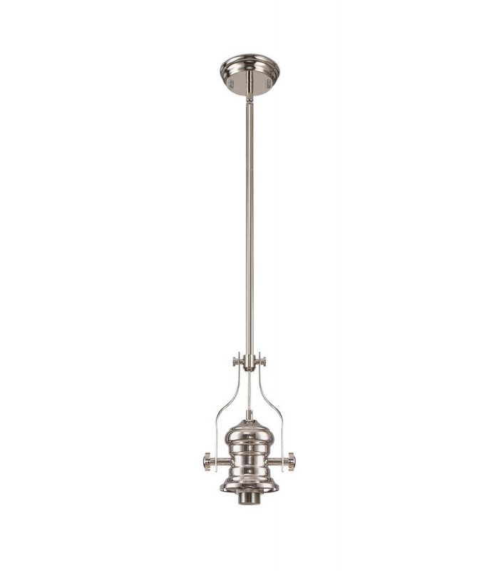 1 Light Telescopic Ceiling Pendant E27 With 30cm Tiffany Shade, Polished Nickel, Blue, Clear Crystal - 7