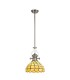 1 Light Telescopic Ceiling Pendant E27 With 30cm Tiffany Shade, Polished Nickel, Beige, Clear Crystal - 1