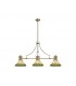 3 Light Telescopic Ceiling Pendant E27 With 30cm Tiffany Shade, Antique Brass, Green, Crystal - 1