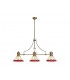 3 Light Telescopic Ceiling Pendant E27 With 30cm Tiffany Shade, Antique Brass, Red, Crystal - 1