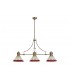 3 Light Telescopic Ceiling Pendant E27 With 30cm Tiffany Shade, Antique Brass, Red, Crystal - 3