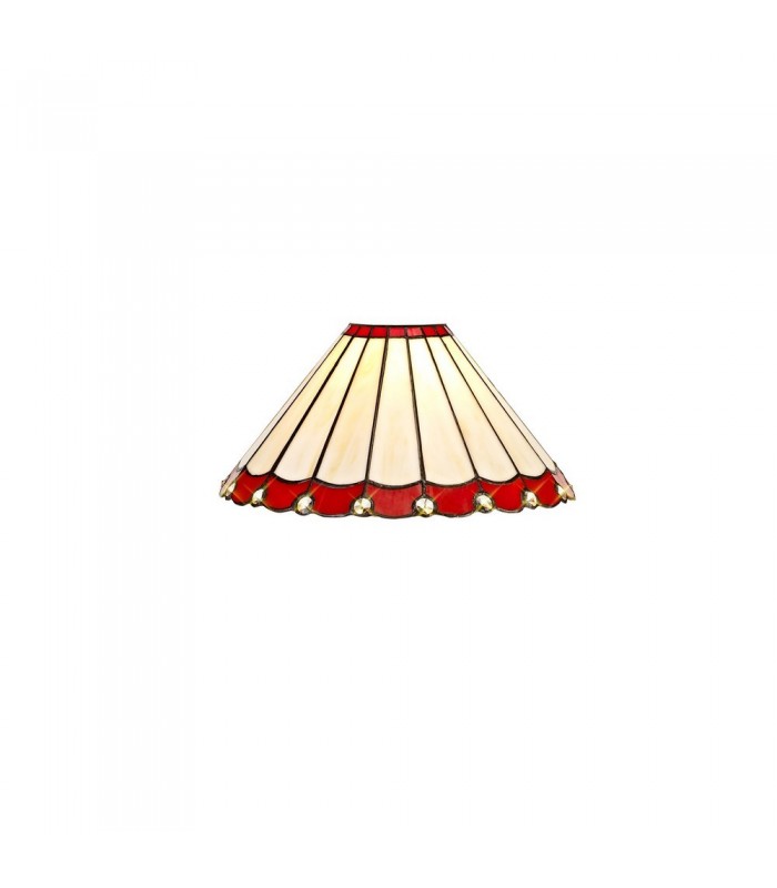 3 Light Telescopic Ceiling Pendant E27 With 30cm Tiffany Shade, Antique Brass, Red, Crystal - 12