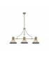 3 Light Telescopic Ceiling Pendant E27 With 30cm Tiffany Shade, Antique Brass, Blue, Crystal - 1