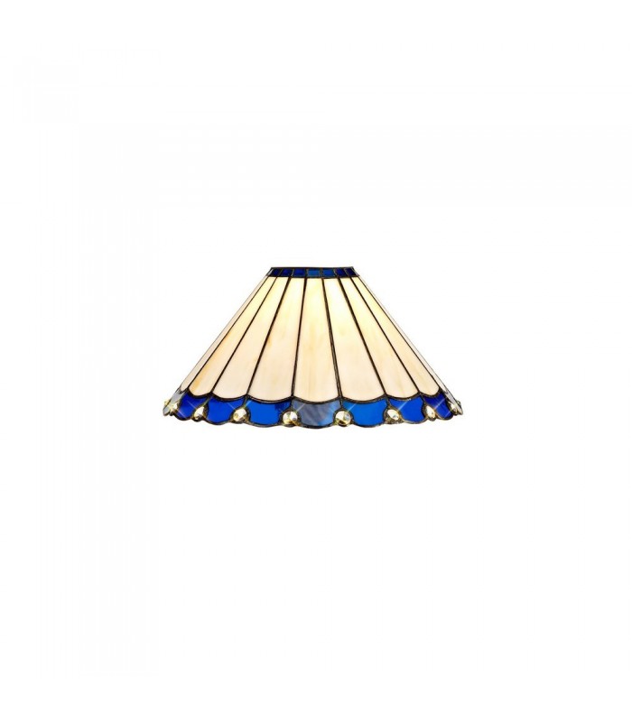 3 Light Telescopic Ceiling Pendant E27 With 30cm Tiffany Shade, Antique Brass, Blue, Crystal - 12