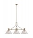 Linear Ceiling Pendant With 38cm Patterned Round Shade, 3 x E27, Antique Brass, Clear Glass - 3
