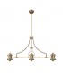 Linear Ceiling Pendant With 38cm Patterned Round Shade, 3 x E27, Antique Brass, Clear Glass - 12