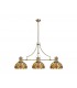 3 Light Telescopic Ceiling Pendant E27 With 30cm Tiffany Shade, Antique Brass, Blue, Orange, Crystal - 1