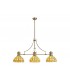 3 Light Telescopic Ceiling Pendant E27 With 30cm Tiffany Shade, Antique Brass, Beige, Clear Crystal - 1
