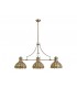 3 Light Telescopic Ceiling Pendant E27 With 30cm Tiffany Shade, Antique Brass, Beige, Clear Crystal - 3