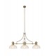 Linear Ceiling Pendant With 30cm Flat Round Patterned Shade, 3 x E27, Antique Brass, Clear Glass - 1