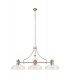 Linear Ceiling Pendant With 38cm Flat Round Shade, 3 x E27, Polished Nickel, Clear Glass - 3