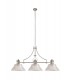 Linear Ceiling Pendant With 38cm Patterned Round Shade, 3 x E27, Polished Nickel, Clear Glass - 3