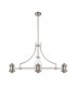 Linear Ceiling Pendant With 38cm Patterned Round Shade, 3 x E27, Polished Nickel, Clear Glass - 12