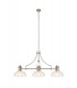 Linear Ceiling Pendant With 30cm Flat Round Patterned Shade, 3 x E27, Polished Nickel, Clear Glass - 1