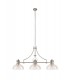 Linear Ceiling Pendant With 30cm Flat Round Patterned Shade, 3 x E27, Polished Nickel, Clear Glass - 3