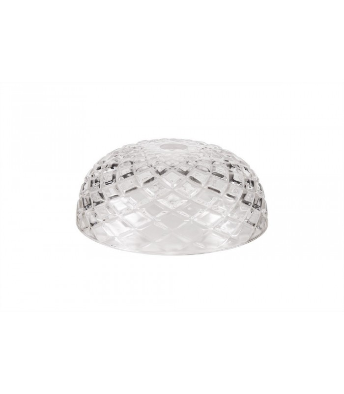 Linear Ceiling Pendant With 30cm Flat Round Patterned Shade, 3 x E27, Polished Nickel, Clear Glass - 7