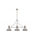 3 Light Telescopic Ceiling Pendant E27 With 30cm Tiffany Shade, Polished Nickel, Grey, Crystal - 3