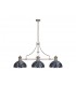 3 Light Telescopic Ceiling Pendant E27 With 30cm Tiffany Shade, Polished Nickel, Blue, Clear Crystal - 3